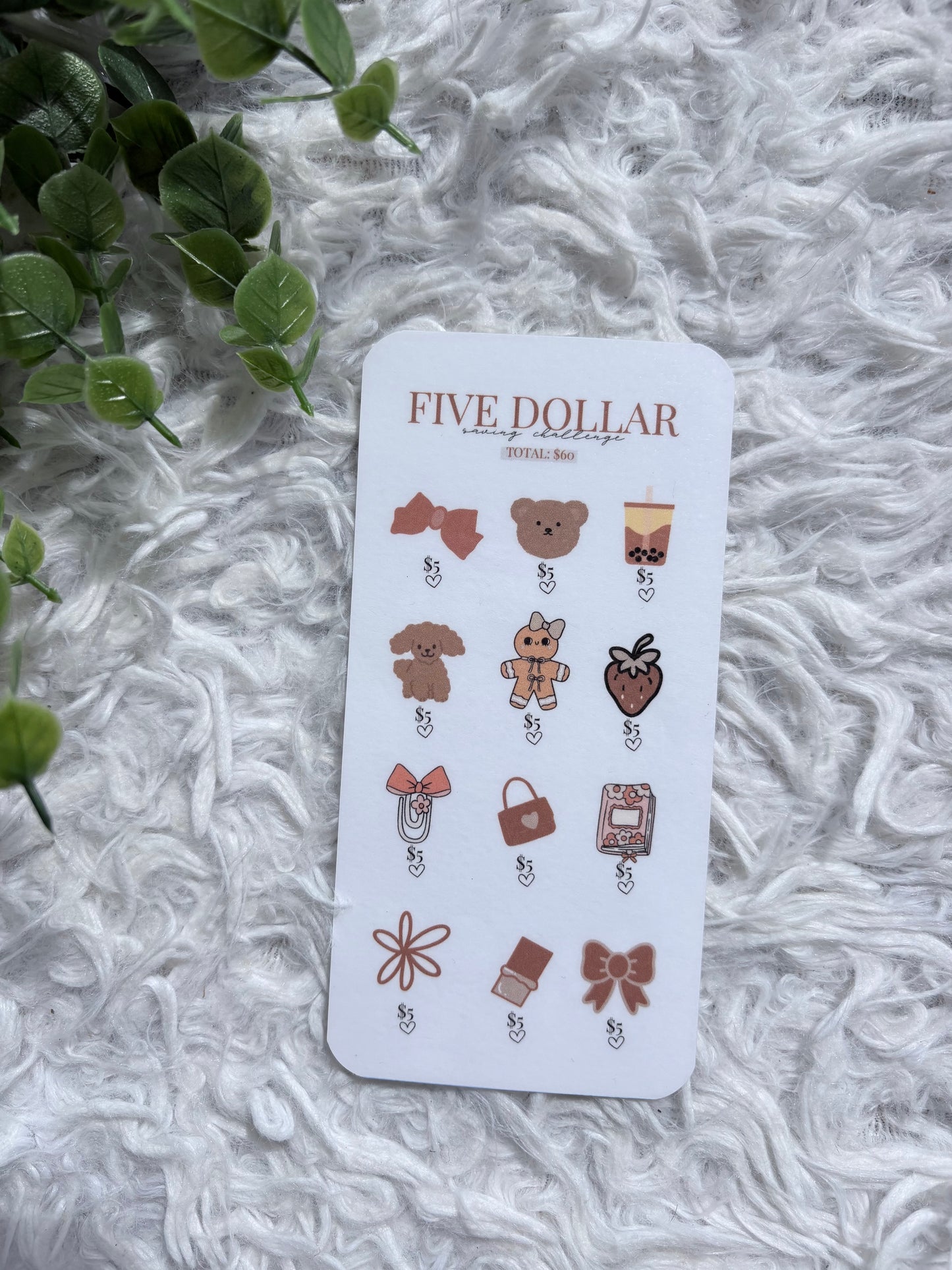 Brown Teddy Five Dollar Saving Challenge