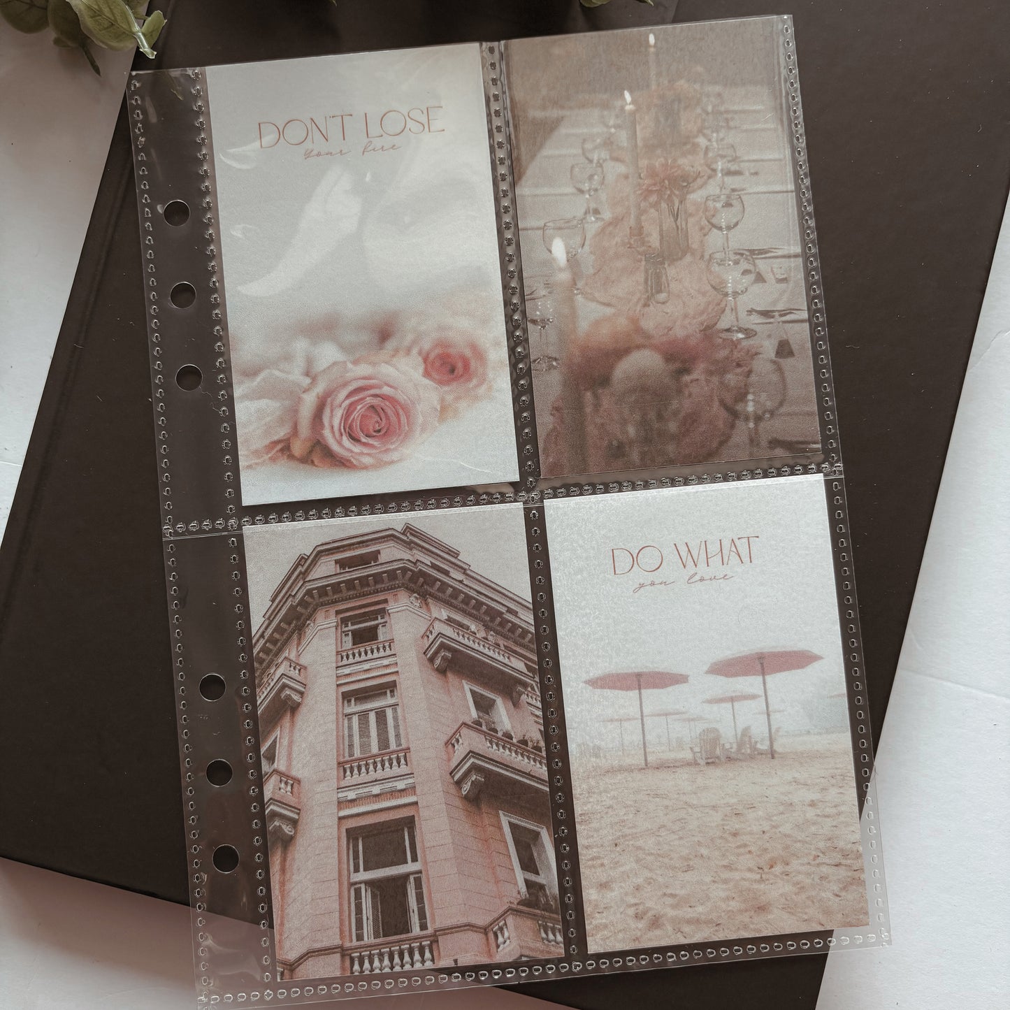 Pink Dinner Aesthetic Binder Cards – Set of 4 (Fits A5 Binders)