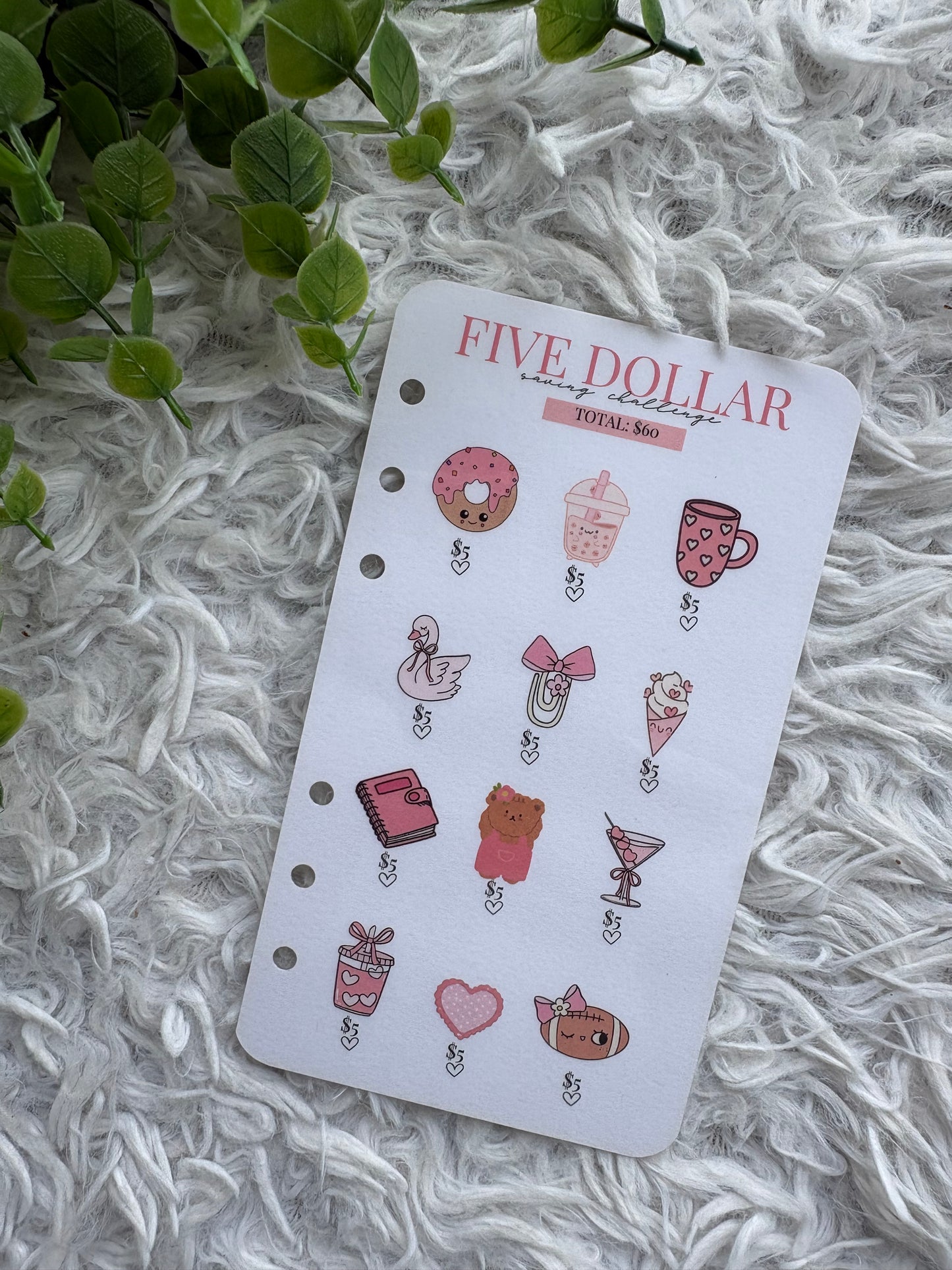 Pink Donut Five Dollar Saving Challenge