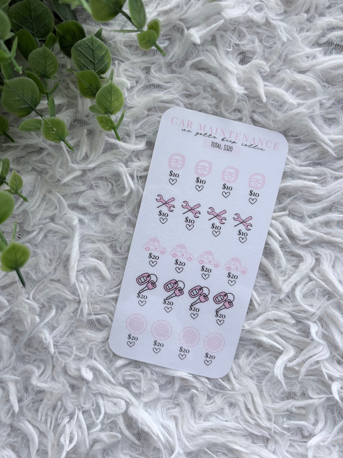 Pink Car Maintenance Saving Challenge