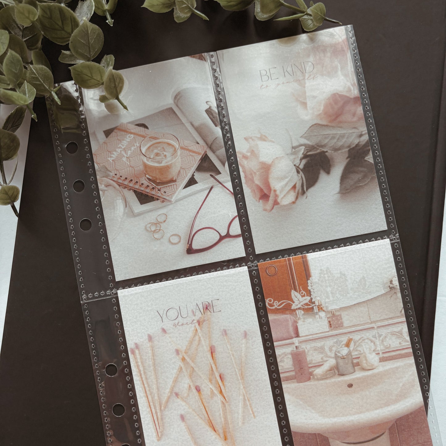 Be Kind Pink Aesthetic Binder Cards – Set of 4 (Fits A5 Binders)