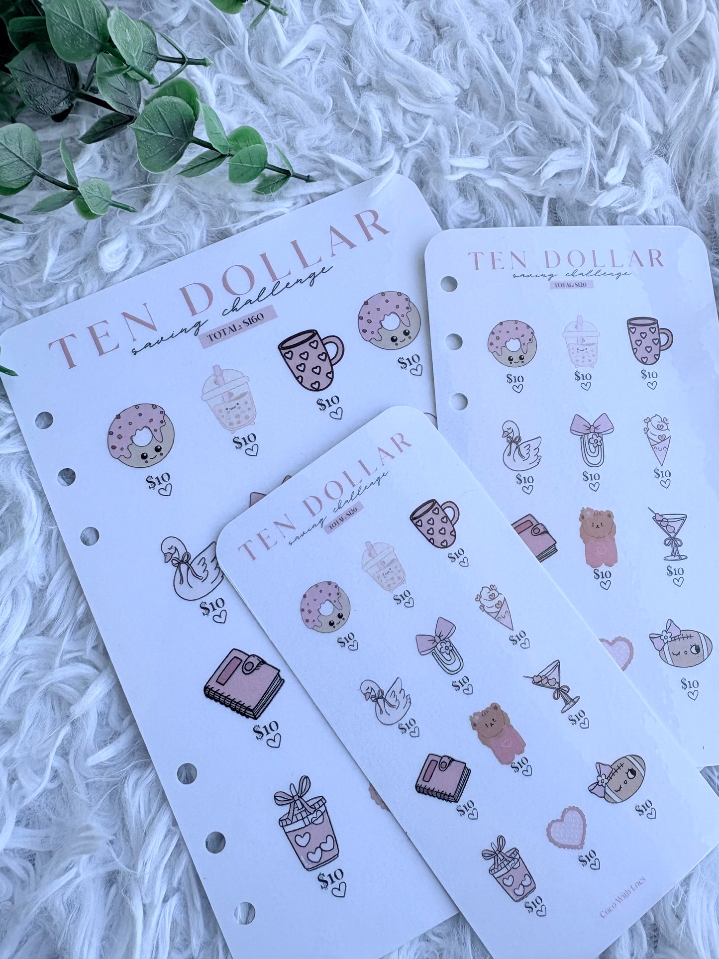 Ten Dollar Pink Donut Saving Challenge