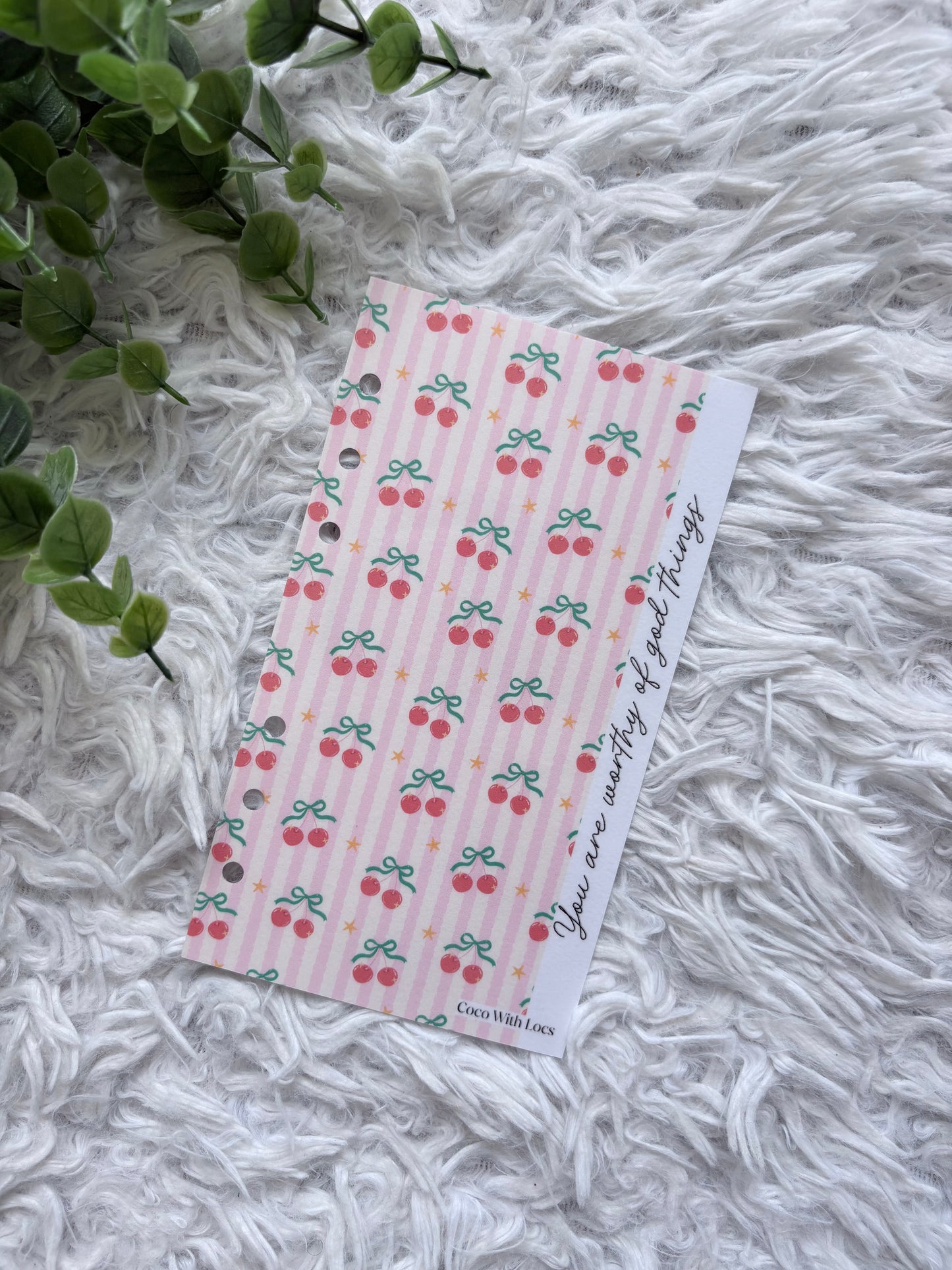 Cherry Spring Binder Dashboard | A6 & A5 Affirmation Dashboard Insert