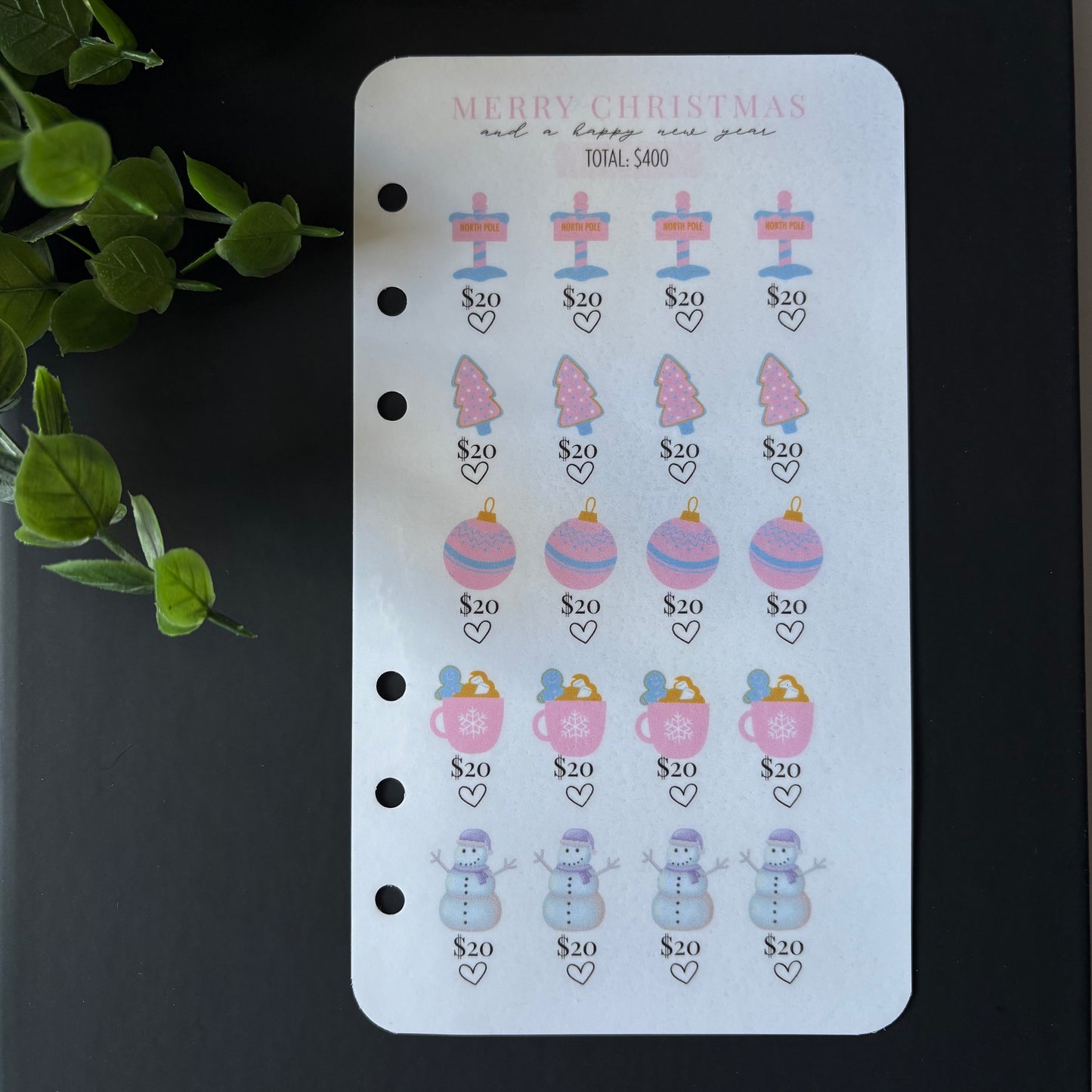 Pink & Blue Christmas Savings Challenge - A6