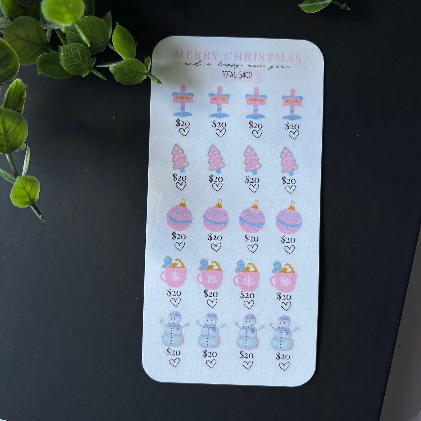 Pink & Blue Christmas Savings Challenge - A6