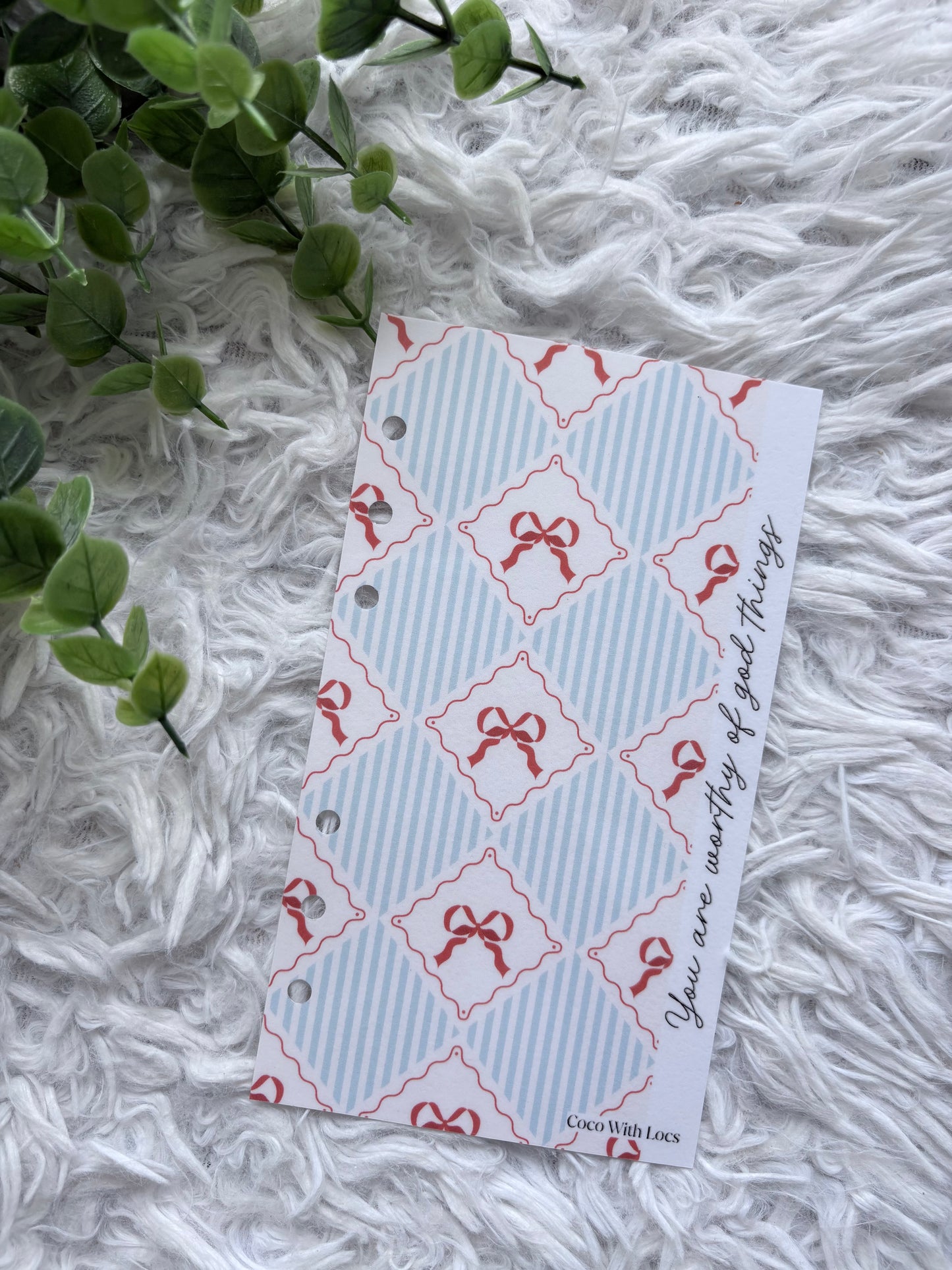 Red Bow Diamond Binder Dashboard | A6 & A5 Affirmation Dashboard Insert