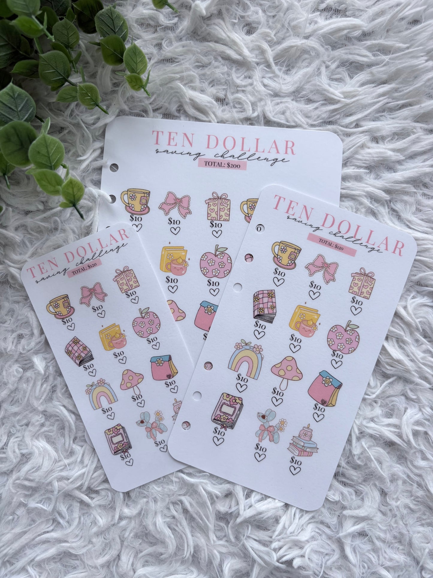 Ten Dollar Pink Flower Power Saving Challenge