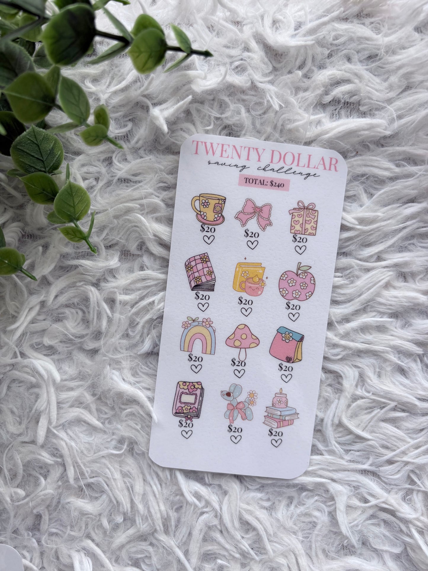 Twenty Dollar Pink Flower Power Saving Challenge