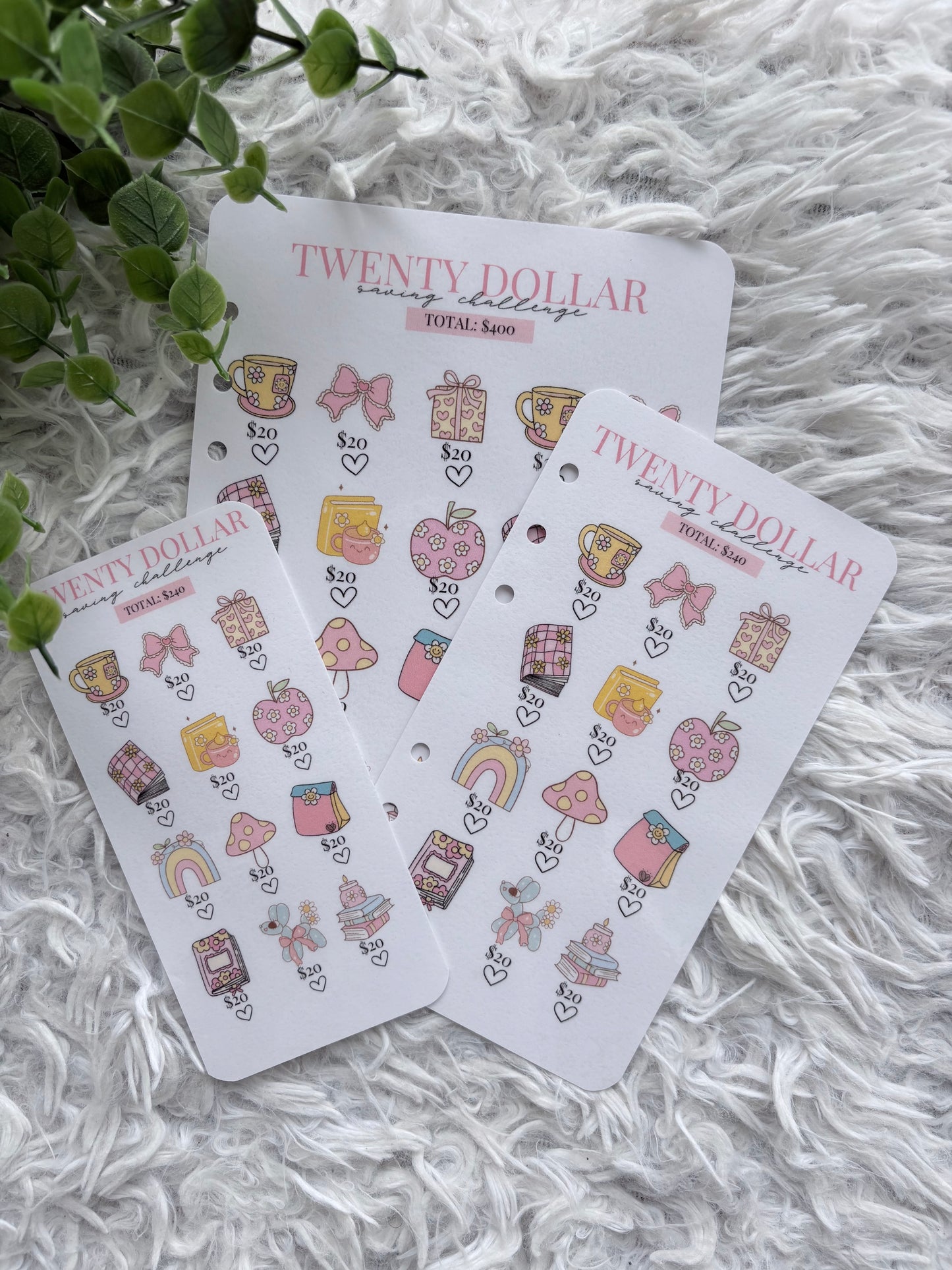 Twenty Dollar Pink Flower Power Saving Challenge