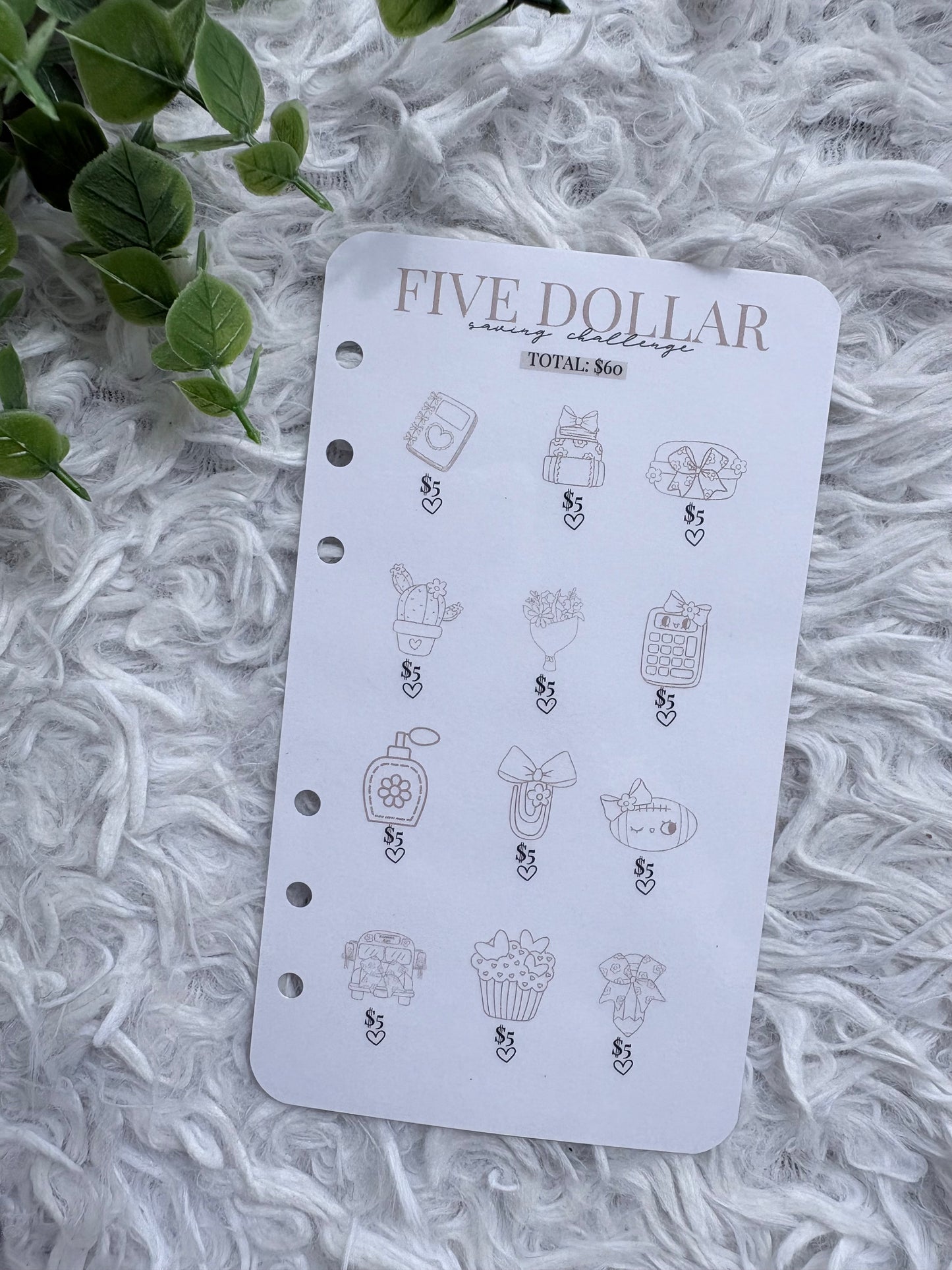 Tan Five Dollar Saving Challenge