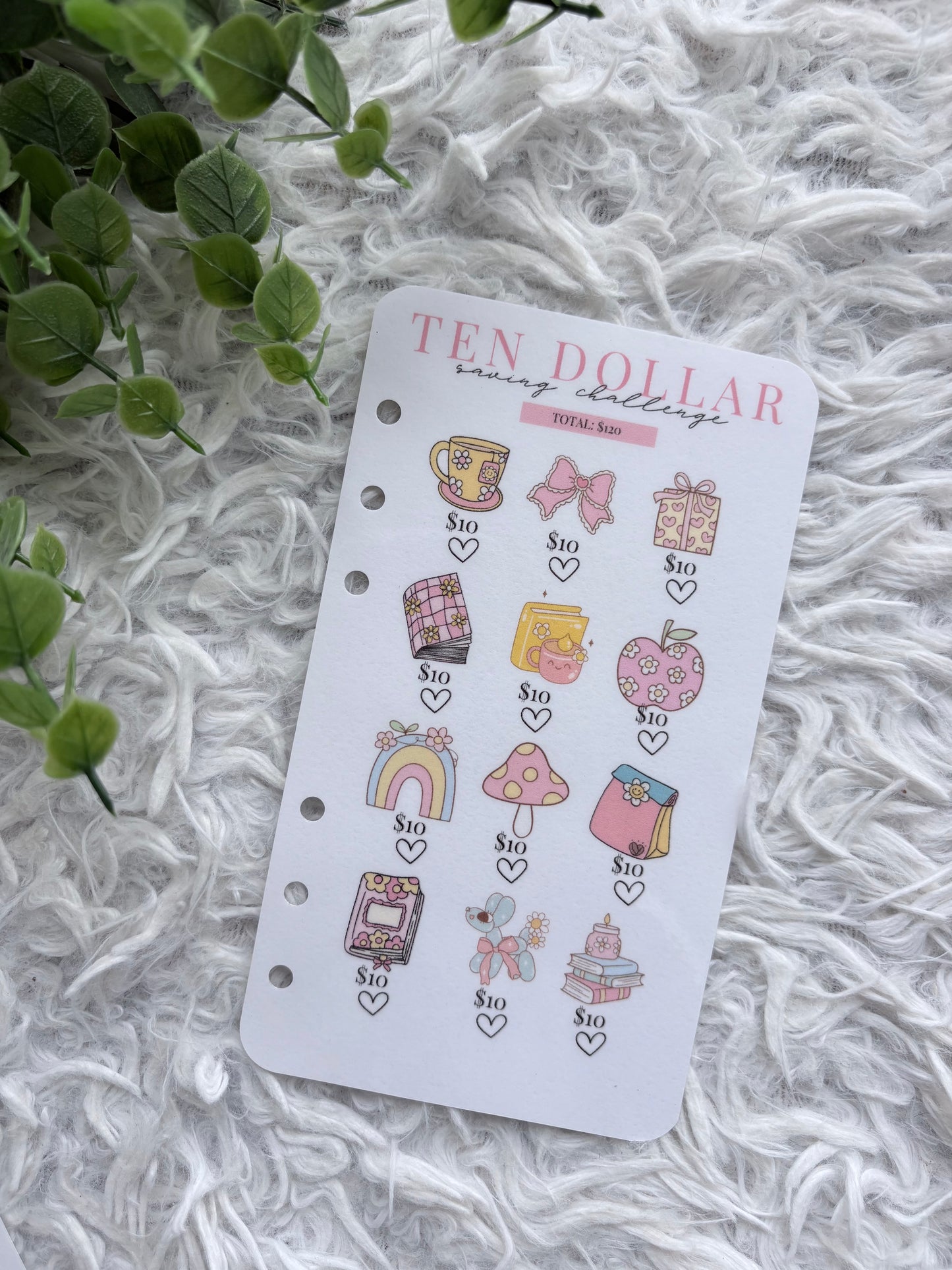 Ten Dollar Pink Flower Power Saving Challenge