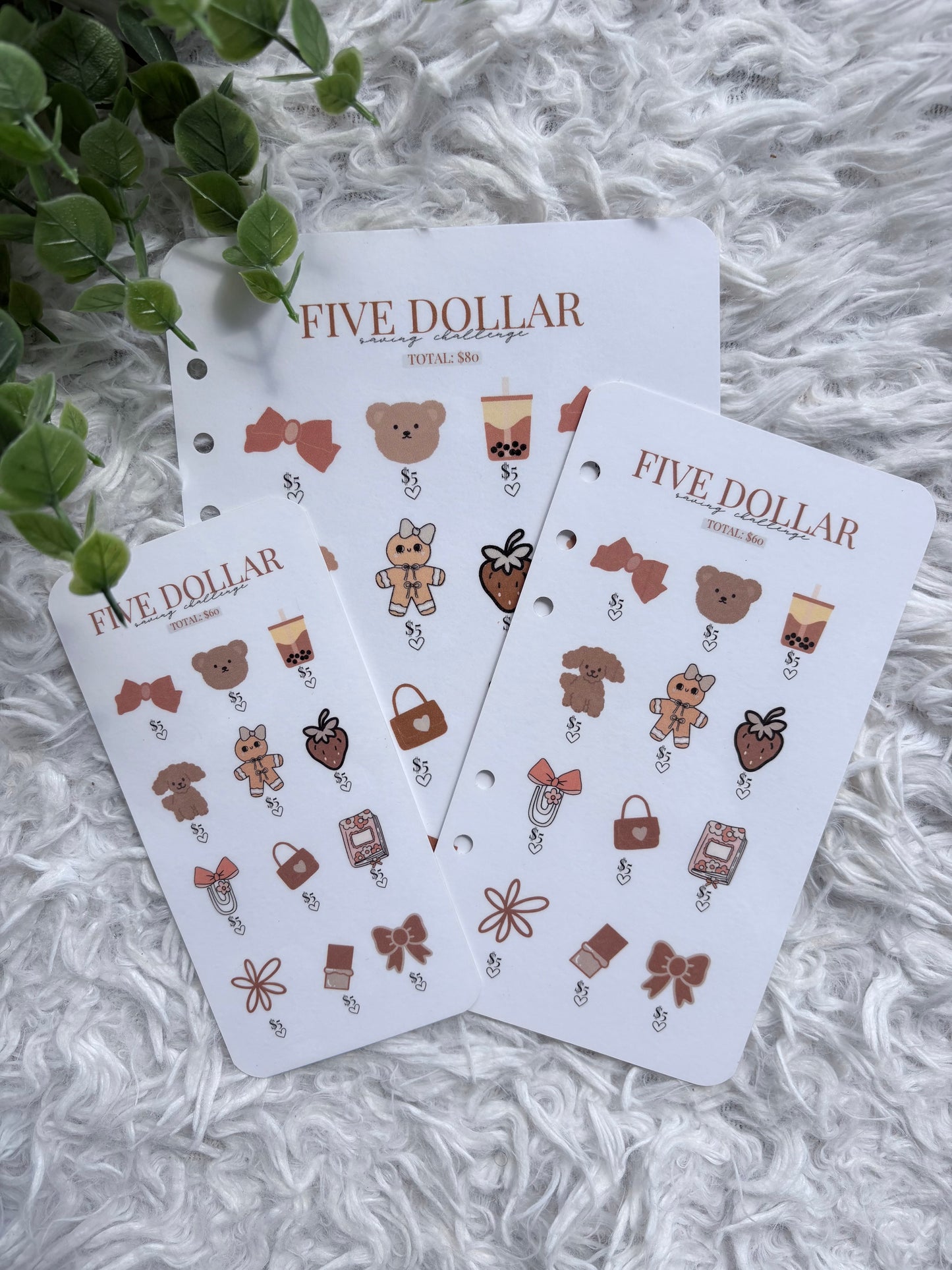 Brown Teddy Five Dollar Saving Challenge