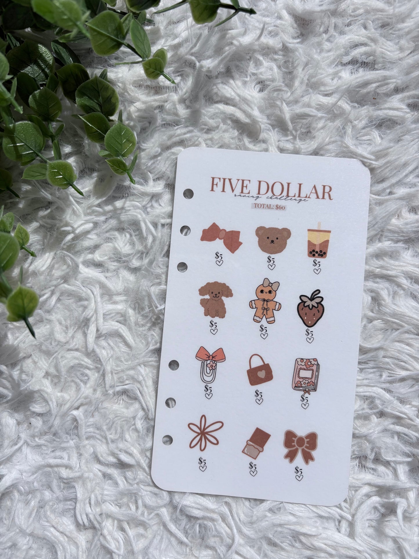 Brown Teddy Five Dollar Saving Challenge