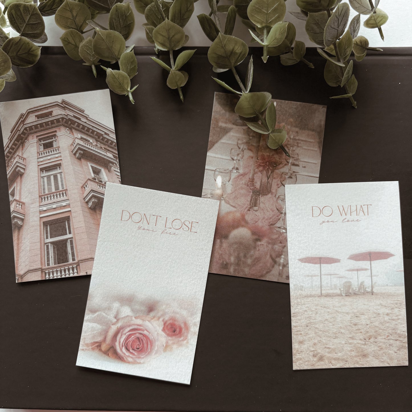 Pink Dinner Aesthetic Binder Cards – Set of 4 (Fits A5 Binders)