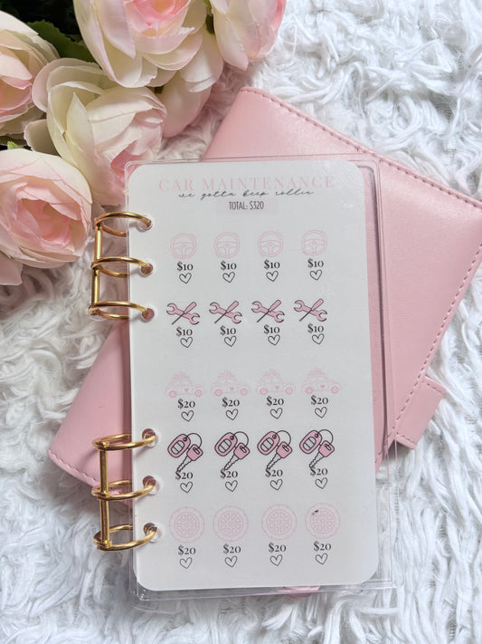 Car Maintenance Savings Challenge- Pink