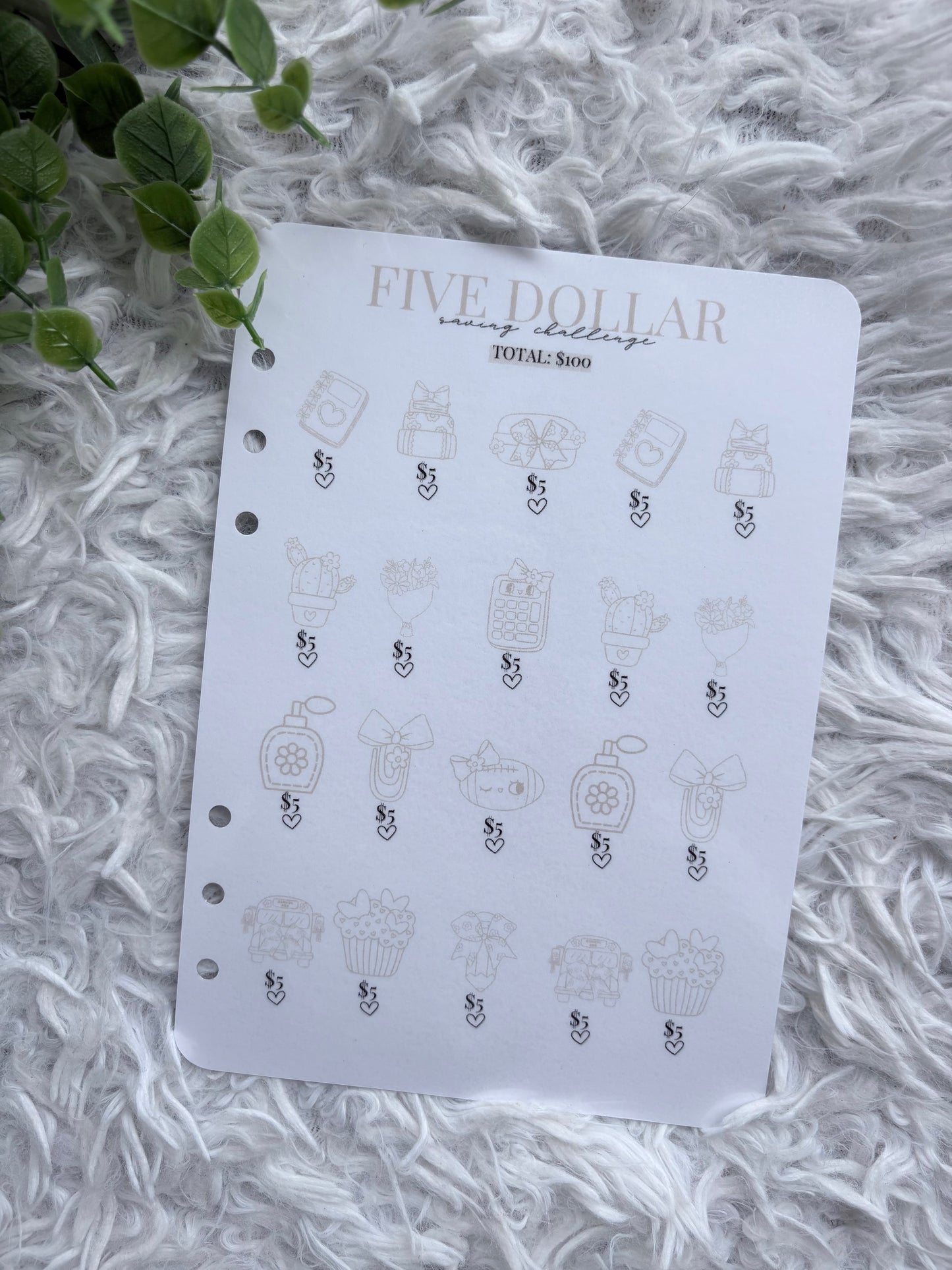 Tan Five Dollar Saving Challenge