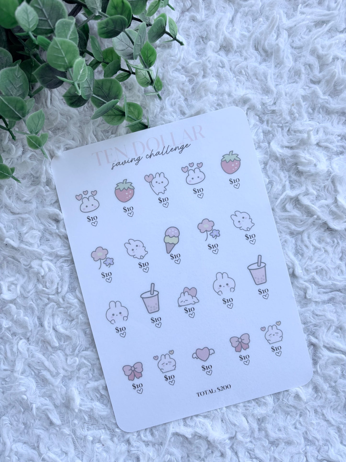 Cute Doodle Ten Dollar Saving Challenge
