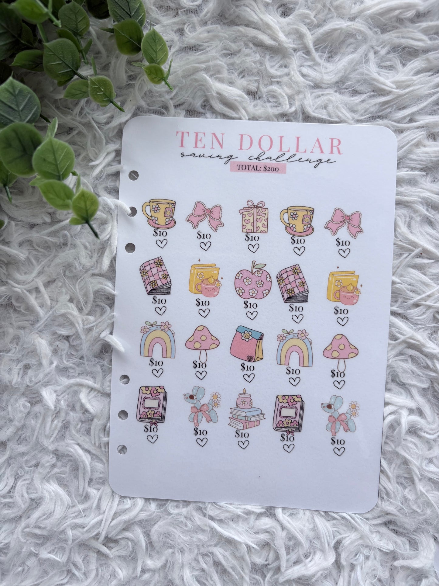 Ten Dollar Pink Flower Power Saving Challenge
