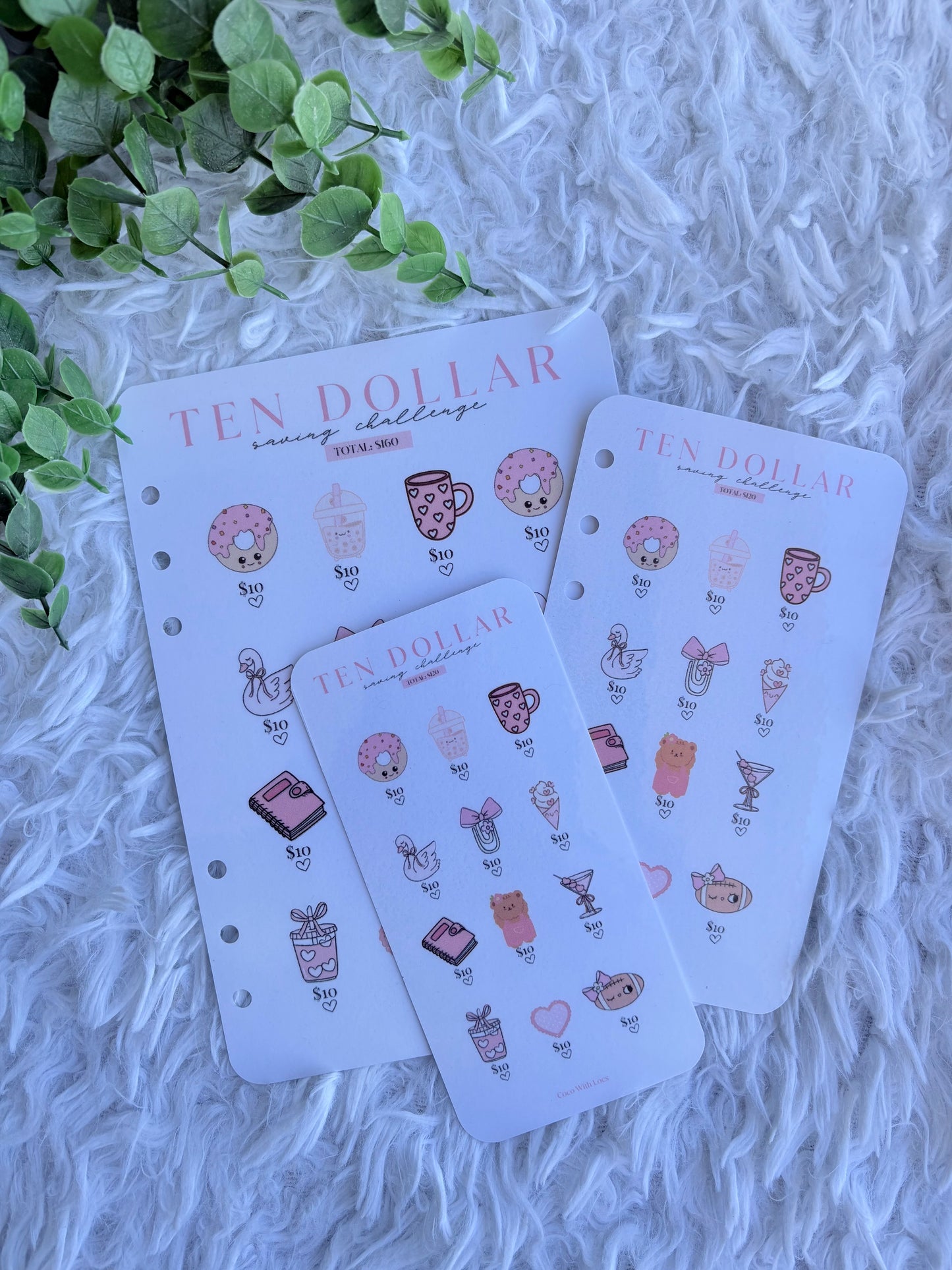 Ten Dollar Pink Donut Saving Challenge