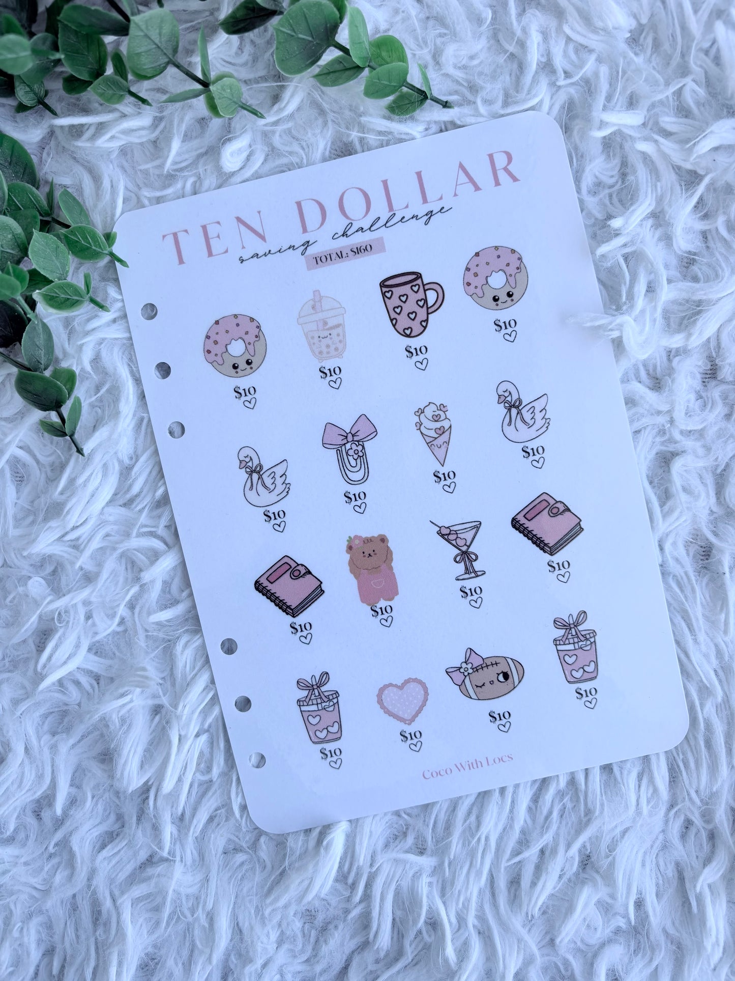 Ten Dollar Pink Donut Saving Challenge