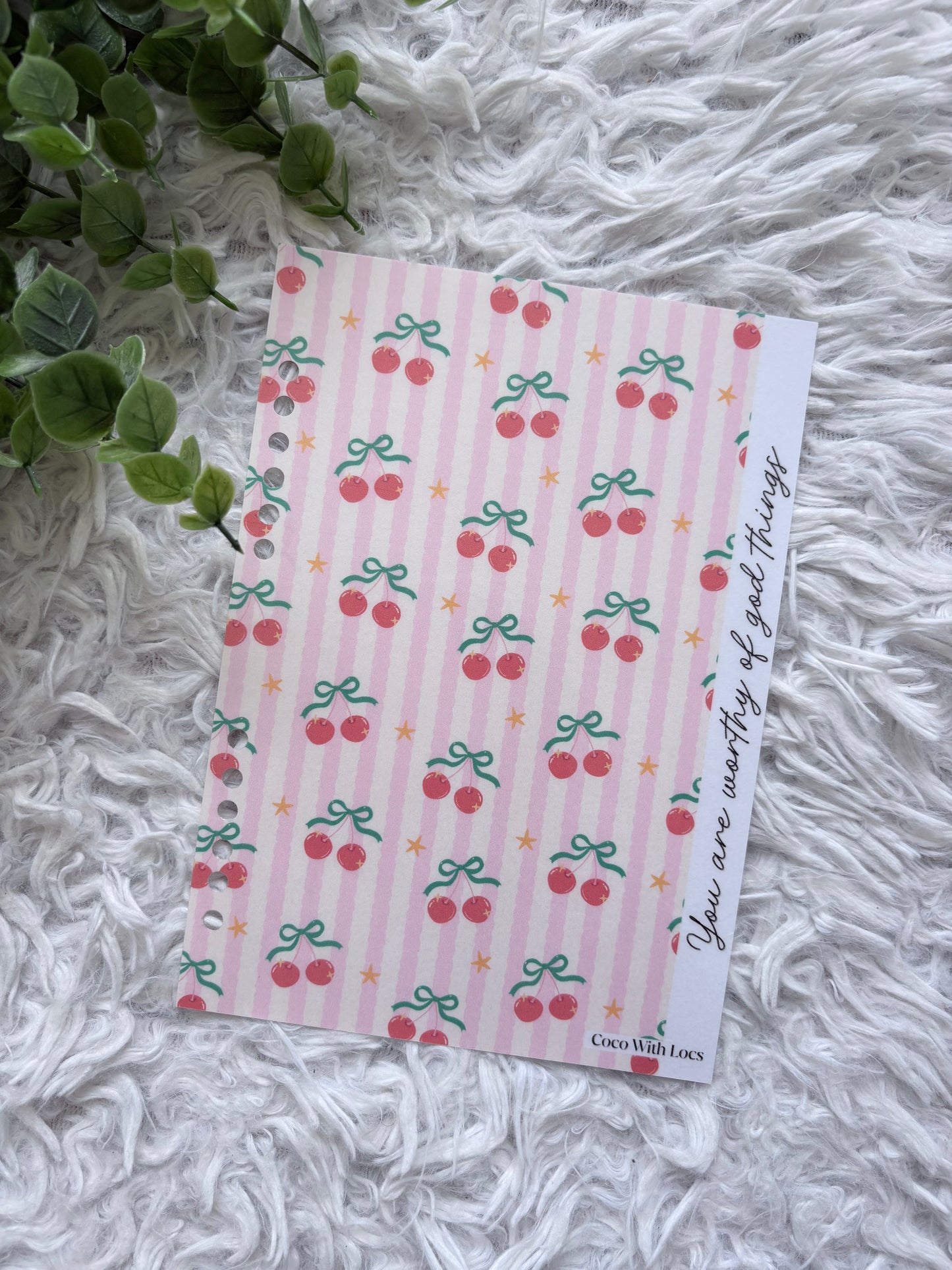 Cherry Spring Binder Dashboard | A6 & A5 Affirmation Dashboard Insert
