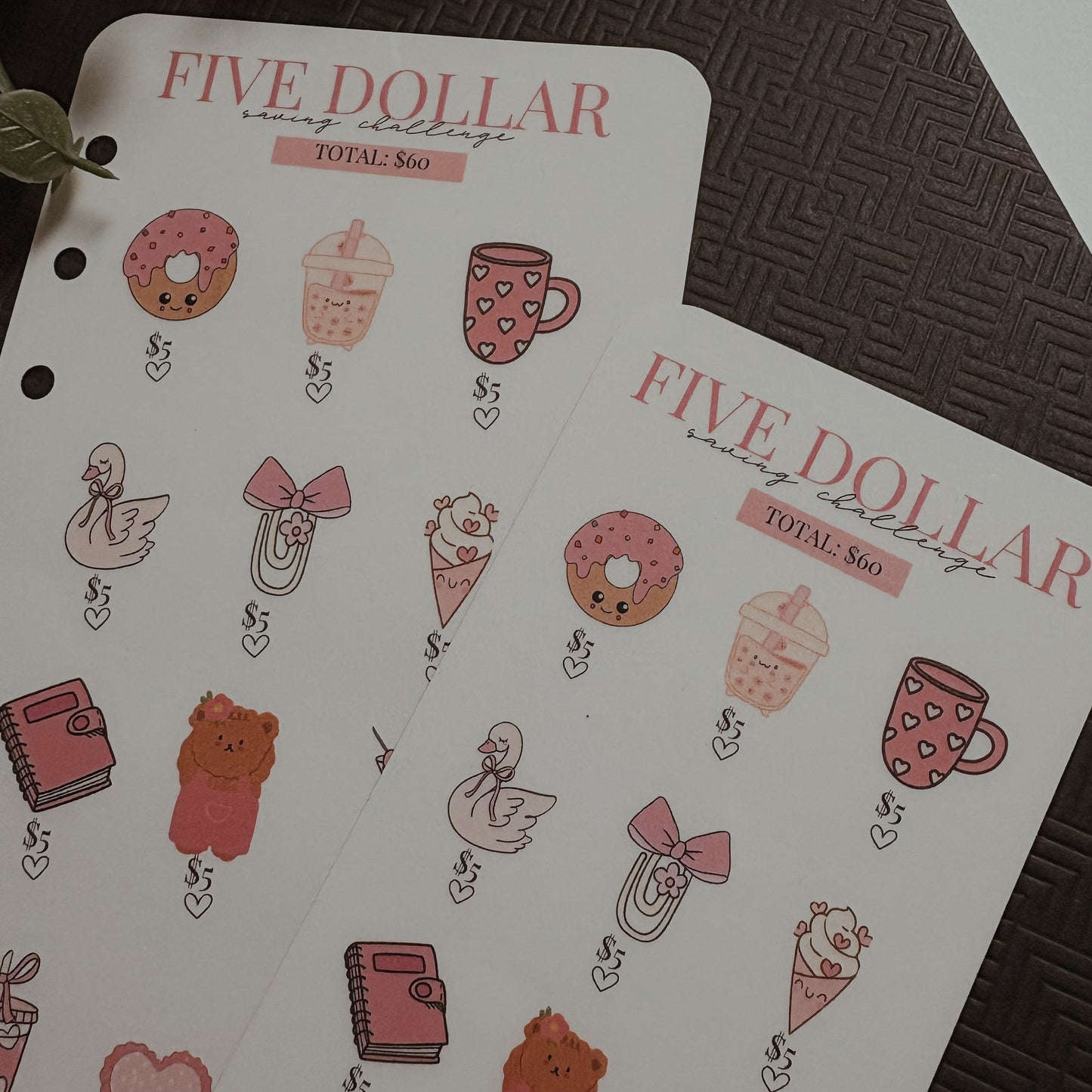 Pink Love Five Dollar Savings Challenge A6