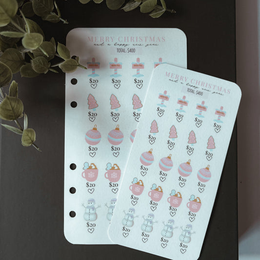 Pink & Blue Christmas Savings Challenge - A6